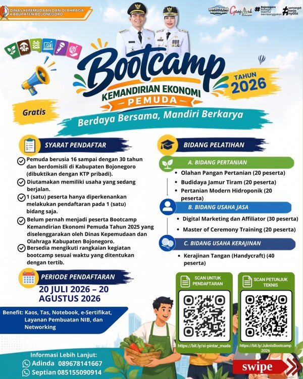 Pendaftaran Bootcamp Kemandirian Ekonomi Pemuda 2026 Dibuka, Tingkatkan Minat Wirausaha Muda
